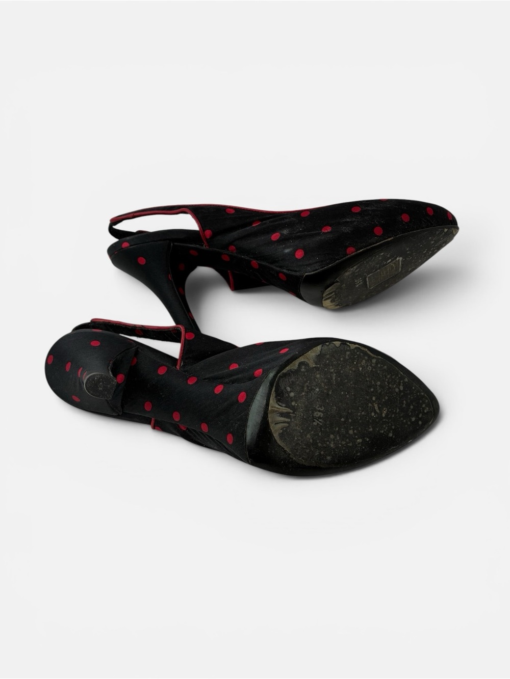 Dolce & Gabbana Black Flats with Red Polka Dot Trim - Picture 3 of 6